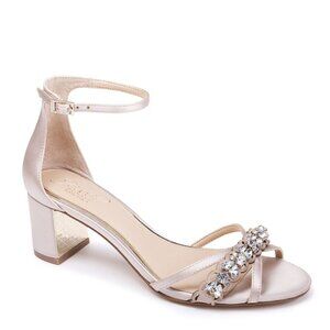 Jewel Badgley Mischka Giona Embellished Evening Shoes Champagne Size 8 NIB